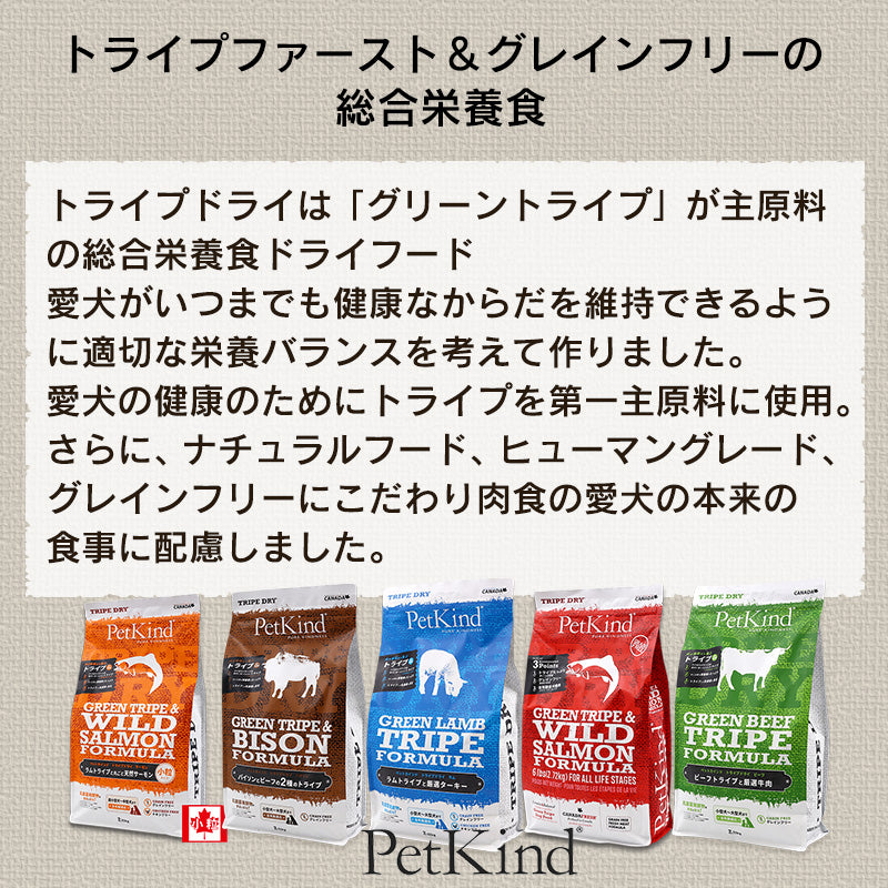 Pet Kind ペットカインド トライプドライ グリーントライプ&ワイルドサーモン 11.34kg 全年齢対応 全犬種用 (取り寄せ可/5営業日以内に発送予定)