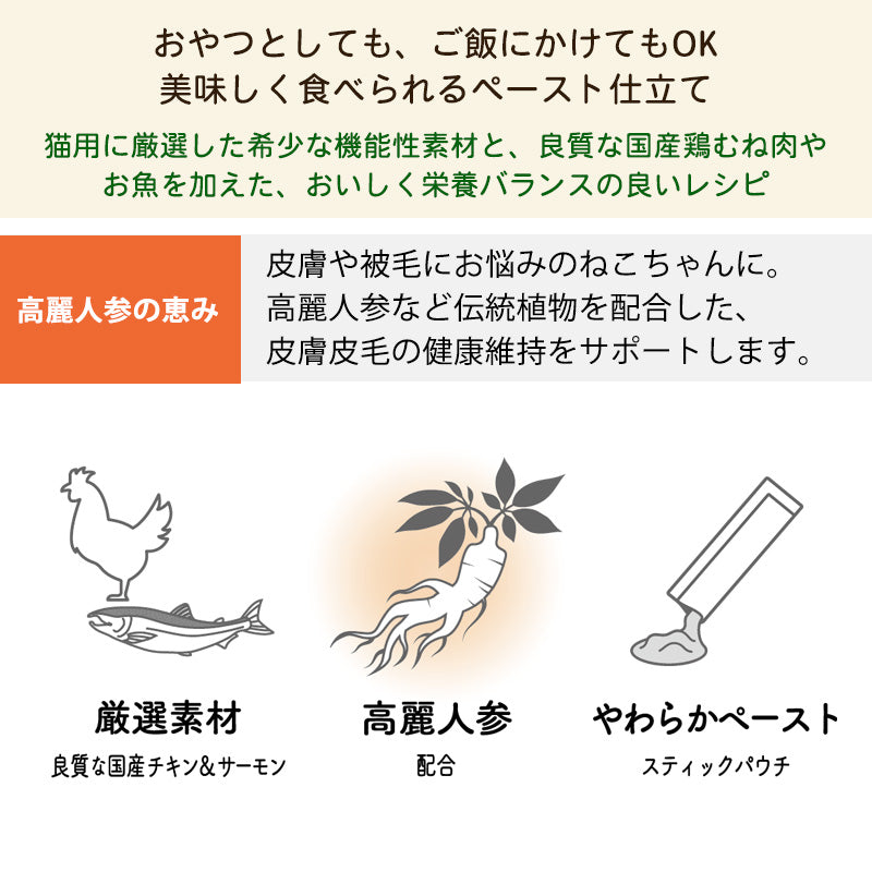 ペットの恵み365 うまみペースト(猫用) 高麗人参の恵み 皮膚・被毛の健康をサポート 10g×4本